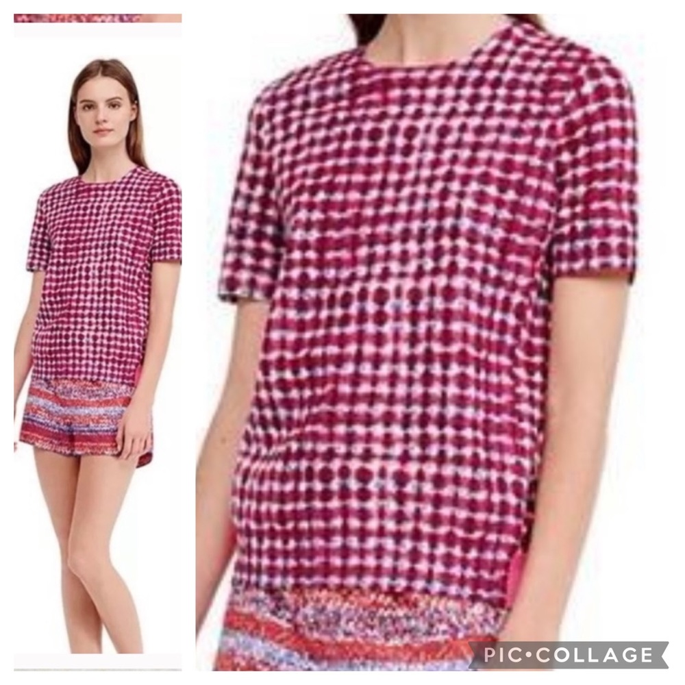 Tory Burch Vibrant Pink and White Patterned Sweater